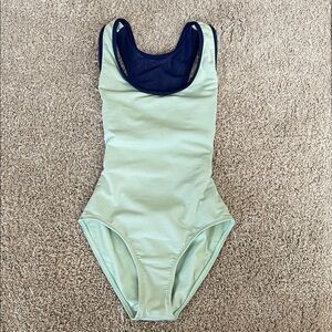 Women’s Mint Green Leotard with Navy Trim
Size Small